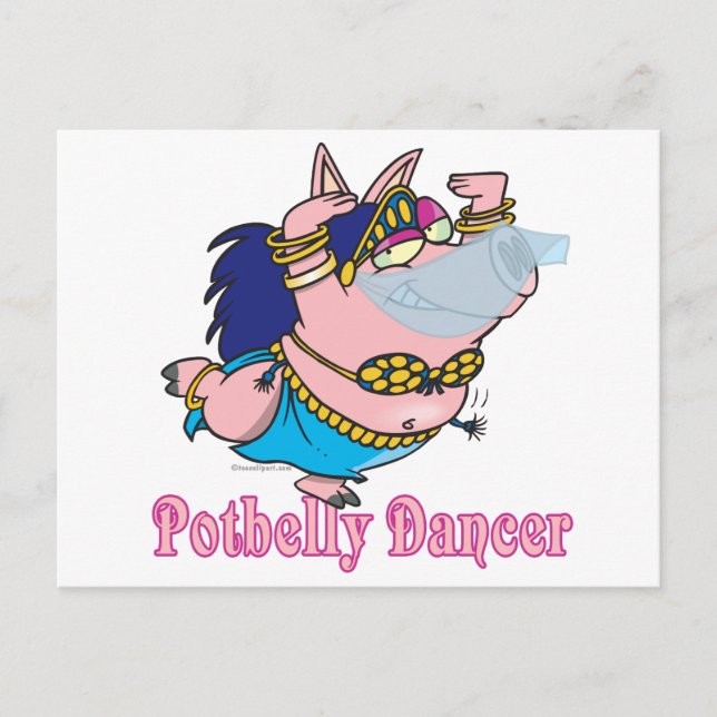 potbelly pig belly dancer funny piggy postcard (Front)