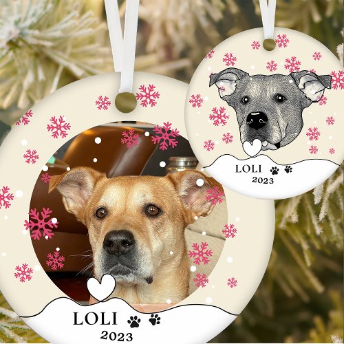 Potcake Dog Personalized Hand Drawing Ceramic Ornament