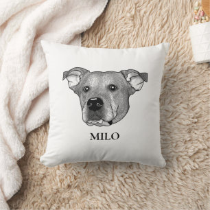 Potcake Dog Personalized Hand Drawing Throw Pillow