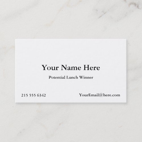 Potential Lunch Winner Business Cards