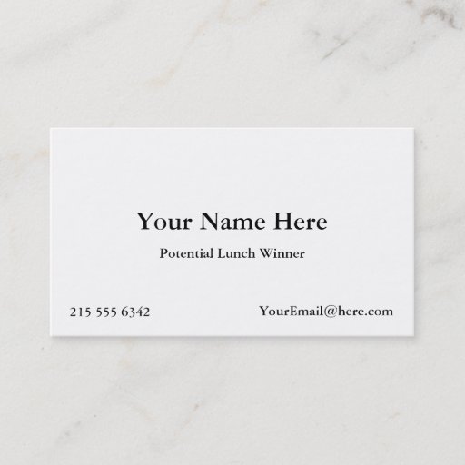 Customizable Potential Lunch Winner Business Cards