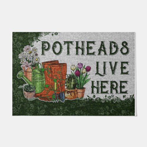 Potheads Live Here Mat Plants Retro Vibes Doormat