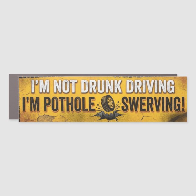 Pothole Swerving Car Magnet (Front)