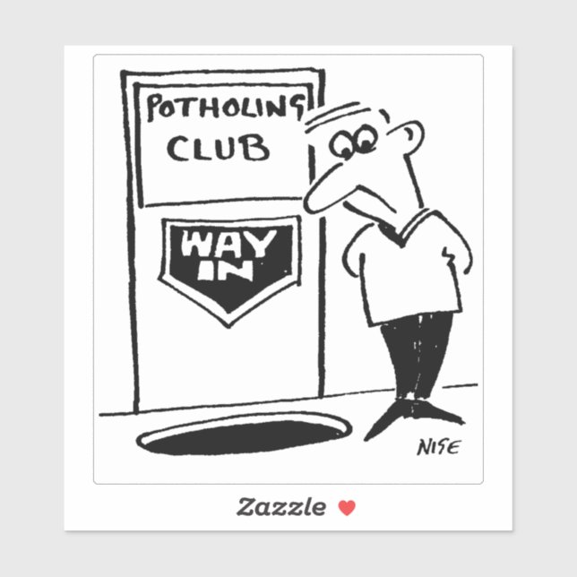 Potholing Club Entrance Cartoon. Sticker (Sheet)