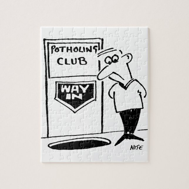 Potholing Club Entrance is in the Floor. Funny Jigsaw Puzzle (Vertical)