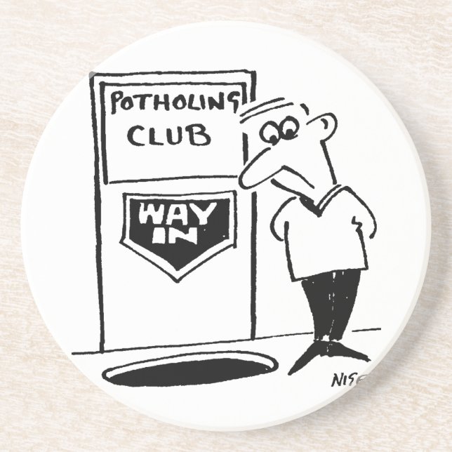 Potholing Club Entrance. Potholing joke Coaster (Front)