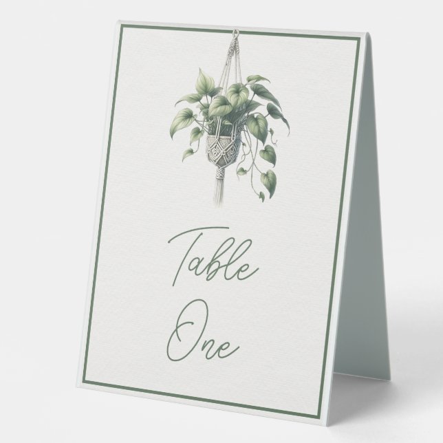 Pothos: Boho Chic Botanical Greenery Plant Minimal Table Tent (Front)