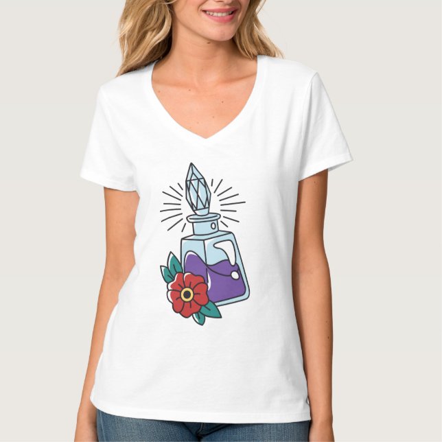 Potion Bottle and Flower T-Shirt (Front)