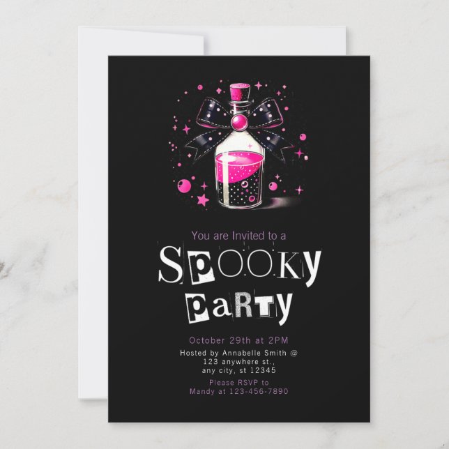 Potion Bottle Stars Modern Minimalist Halloween Invitation (Front)