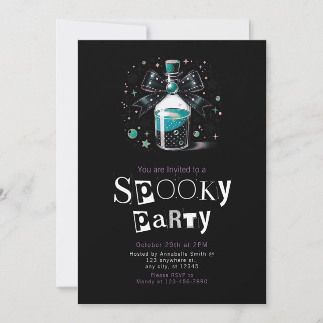 Potion Bottle Stars Modern Minimalist Halloween Invitation (Front)