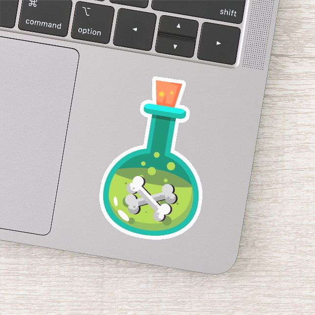 Potion Bottle with Bones Die Cut Sticker Decal (Detail)