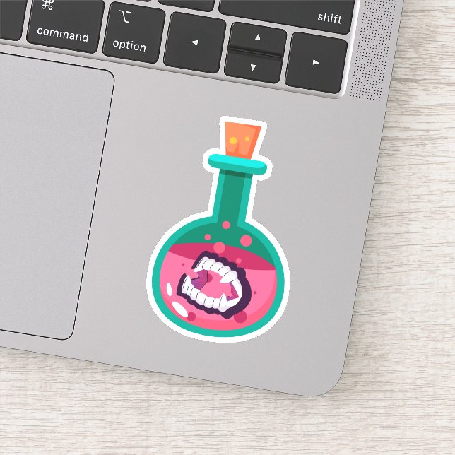 Potion Bottle with Fangs Die Cut Sticker Decal (Detail)