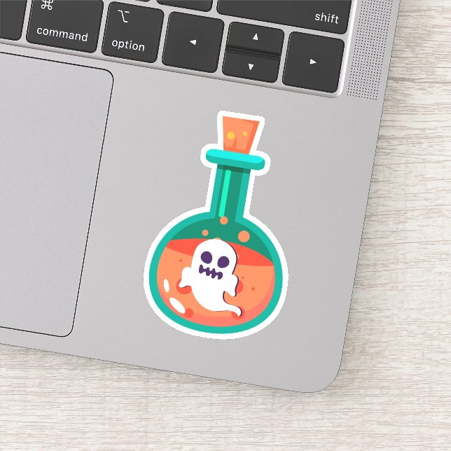 Potion Bottle with Ghost Die Cut Sticker Decal (Detail)