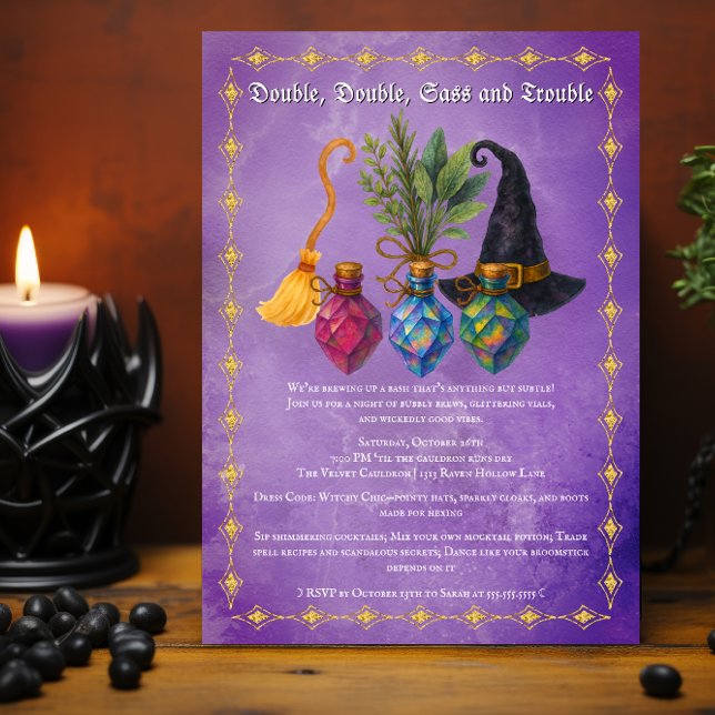 Potion Elixir-Packed Cocktail Party Invitation (Potion-Packed Party for Spellbinding Souls Invitation Front)