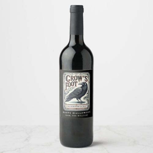 Potion Halloween Party Black Crow Wine Label