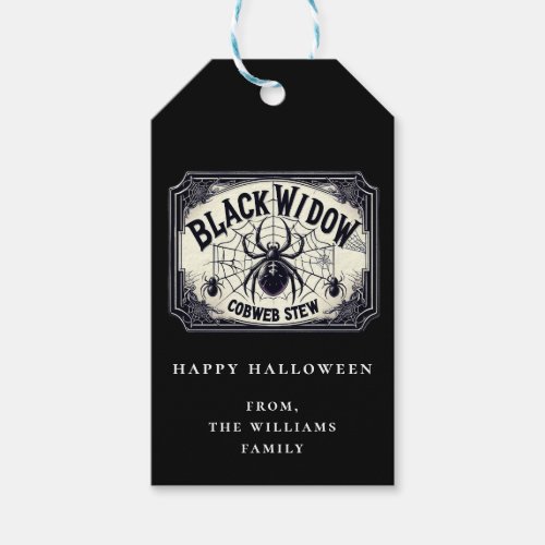 Potion Halloween Party Black Widow Web Gift Tag