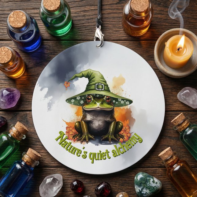 Potion Master Frog Nature Nurturing Natural Magic Wind Chime (Green Witch Frog Windchime gift for healing, transformation and creation Whimsigoth witchy aesthetic)