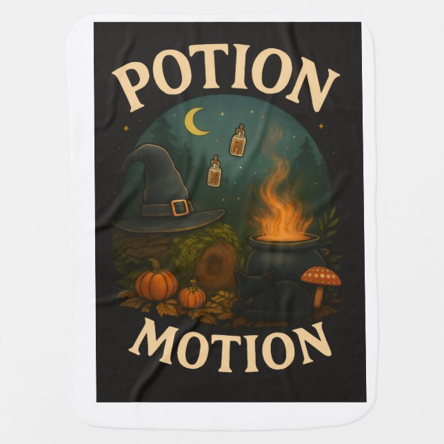 “Potion Motion” – Whimsical Witchy Halloween  Baby Blanket (Front)