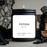 Potion No. 13 Minimalist Candle Label | Custom<br><div class="desc">Elevate your candle packaging with this Potion No. 13 Minimalist Candle Label, designed for a modern, witchy-chic Halloween aesthetic. Featuring clean typography and a sleek black-and-white palette, this customizable sticker is perfect for branding soy wax candles, potion-inspired scents, or spooky-season collections. Add your business name, candle size, scent details, and...</div>