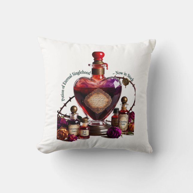Potion of Eternal Singlehood T-Shirt  Throw Pillow (Front)