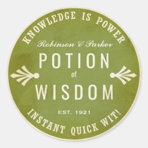 Potion of Wisdom green Halloween potion sticker