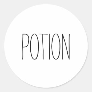 Potion white black simple typography Halloween Classic Round Sticker