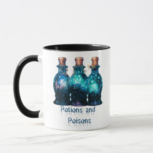 Potions and Poisons Modern Blue  White Halloween Mug