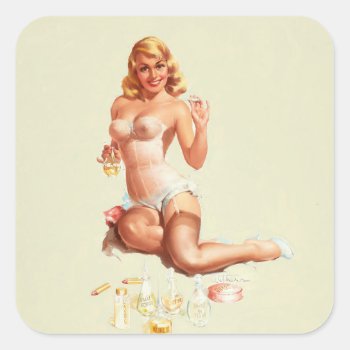 Potions Pin Up Art Square Sticker by Pin_Up_Art at Zazzle