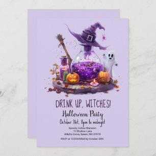 Potions Pumpkin Ghost Witch Hat Halloween Party Invitation