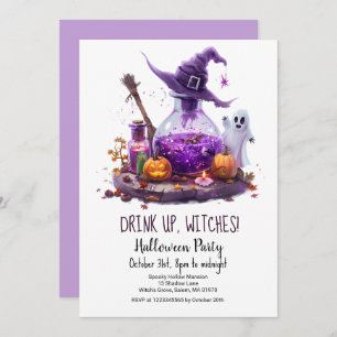Potions Pumpkin Ghost Witch Hat Halloween Party Invitation