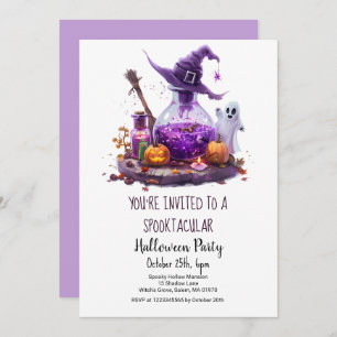 Potions Pumpkin Ghost Witch Hat Halloween Party Invitation