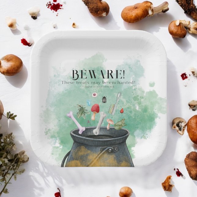 Potions, Spells, Magic Halloween Witches Cauldron  Paper Plates (Creator Uploaded)