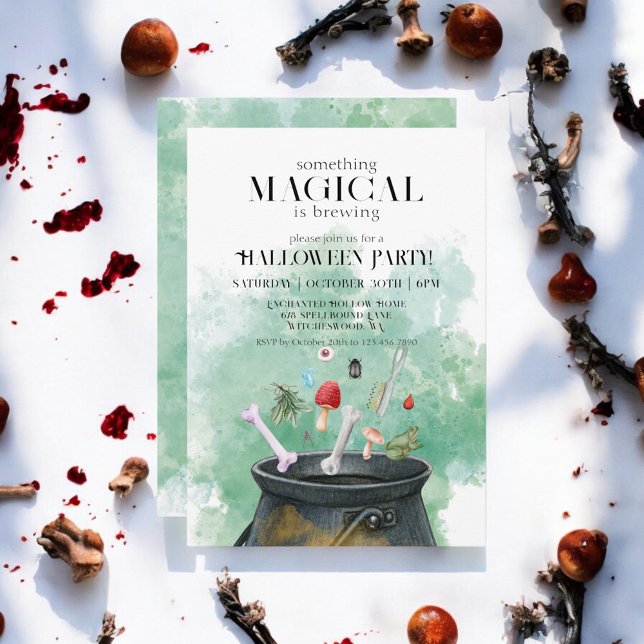 Potions & Spells Witches Cauldron Halloween Party Invitation (Creator Uploaded)