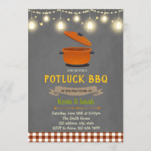 Potluck BBQ party invitation