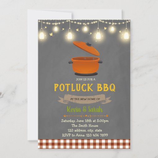 Potluck BBQ party invitation | Zazzle