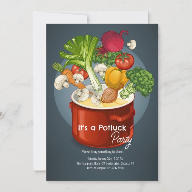 Potluck Dinner Party Invitation (Front)