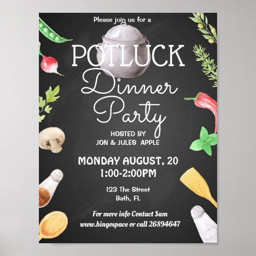 potluck dinner party potluck party invite poster