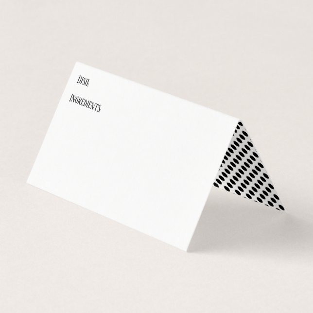Potluck Dish Recipe Tent Cards, Polka Dots Inside Business Card (Front)