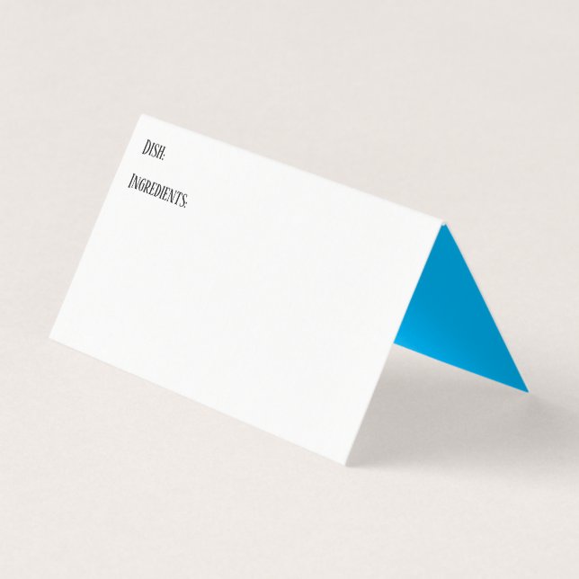 Potluck Dish Recipe Tent Cards w/ Sky Blue Accent (Front)