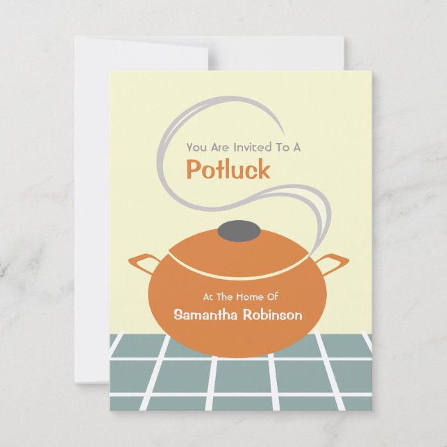 Potluck Invite - Orange & Blue Kitchen (Front)