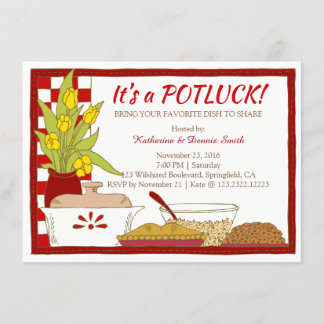 Potluck Party Dinner or Lunch Birthday Invitation