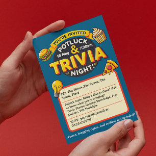 Potluck Trivia night party get-together Invitation