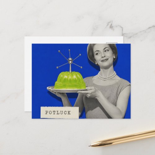 potluck Woman retro surreal collage Postcard