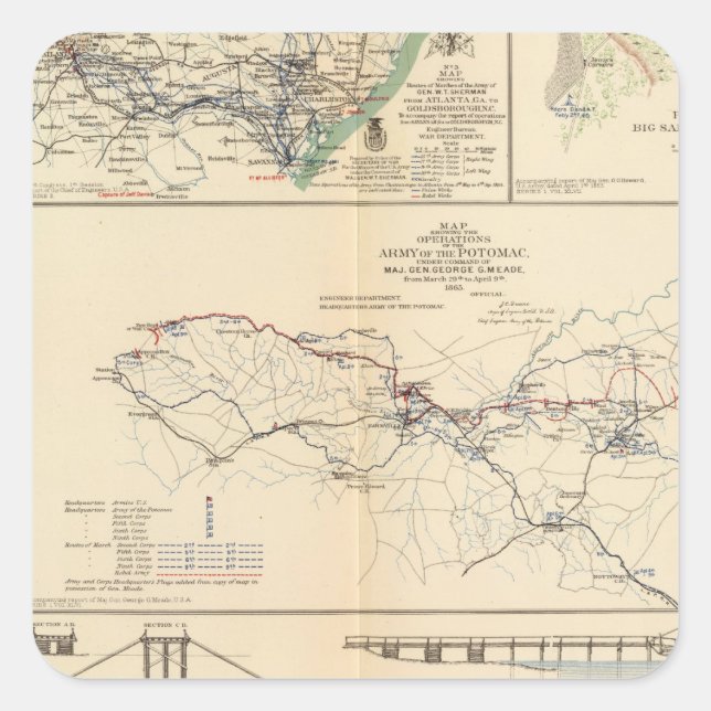 Potomac Army operations Square Sticker (Front)