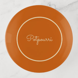 Potpouri glass tray, rustic, burnt orange,, round trinket tray