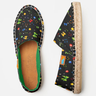 Potpourri of Christmas Elements on BLACK Espadrilles