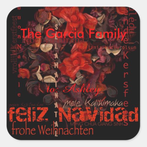 Potpourri World Xmas Navidad Personalized Sticker