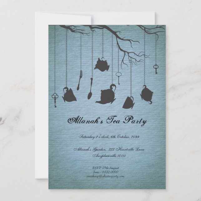 Pots & Cups & Keys Unbirthday Birthday Tea Party Invitation (Front)