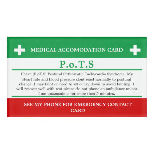 PoTS In Case of Emergency ICE invisible illness Name Tag