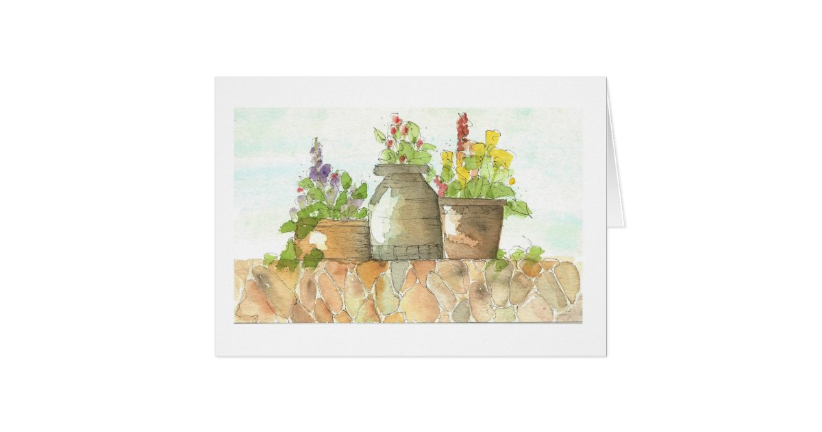 Pots on a Rock Wall Card | Zazzle